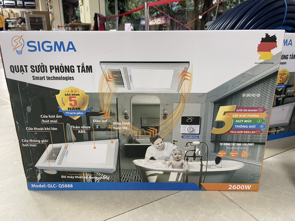 Quạt sưởi đa năng SIGMA-GLC-QS888 đèn 18W+hút 35W+quạt 35W+sưởi 2500W