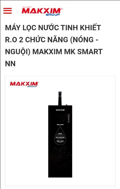 Máy lọc nước MaKxim 2 chức năng nóng,nguội AN-X-110 (MK Samart NN) 1vòi to