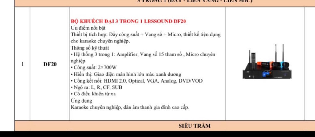 âm ly 3 trong 1 DF20