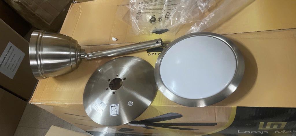 Quạt trần đèn 8 cánh Q19/8 nâu ốp bạc (h/a)