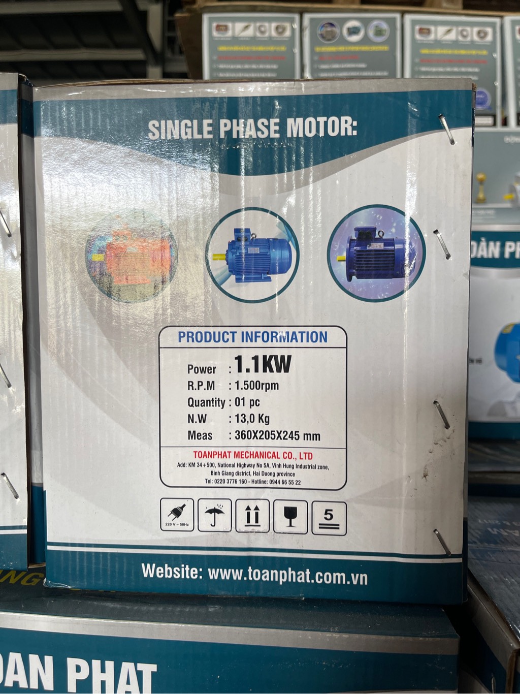 Mô tơ toàn phát 1pha 1.1KW-4 chạy chậm