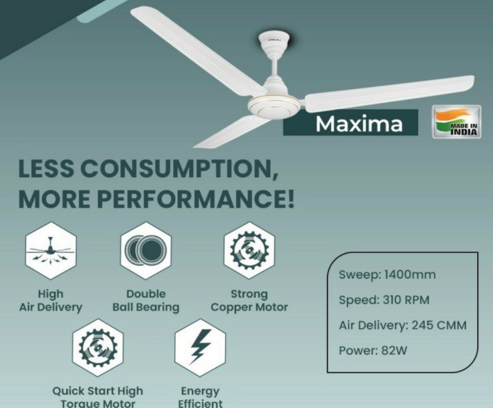 Quạt trần BAJAL 3 cánh trắng 250213E/1400mm