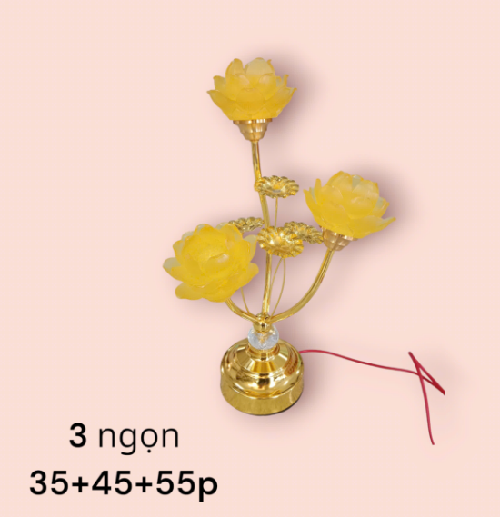 đèn thờ 3 ngọn cao 35 phân hoa lưu ly