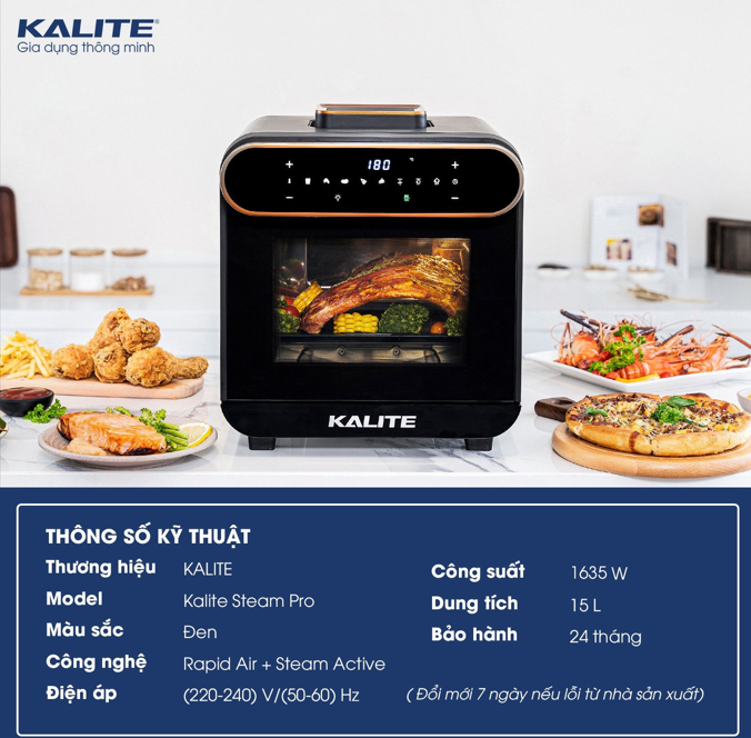 Nồi chiên không dầu+hấp KALITE-STEAM-PRO
