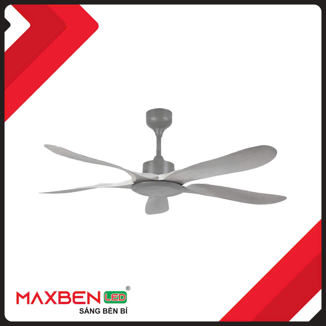 Quạt trần đèn Maxben M203-5-B 5 cánh không đèn Màu Bạc