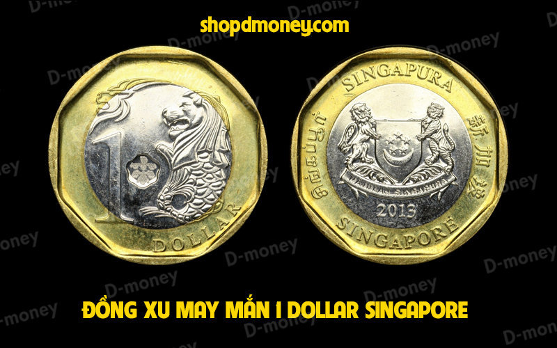 Đồng xu may mắn 1 đô la Singapore