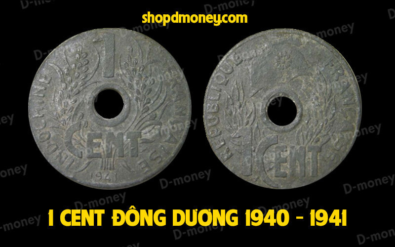 xu 1 cent indochine 1940 1941 kẽm
