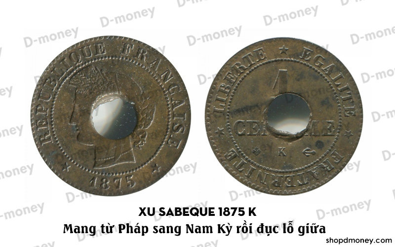 tiền cổ nhất việt nam sabeque 1875 K đông dương