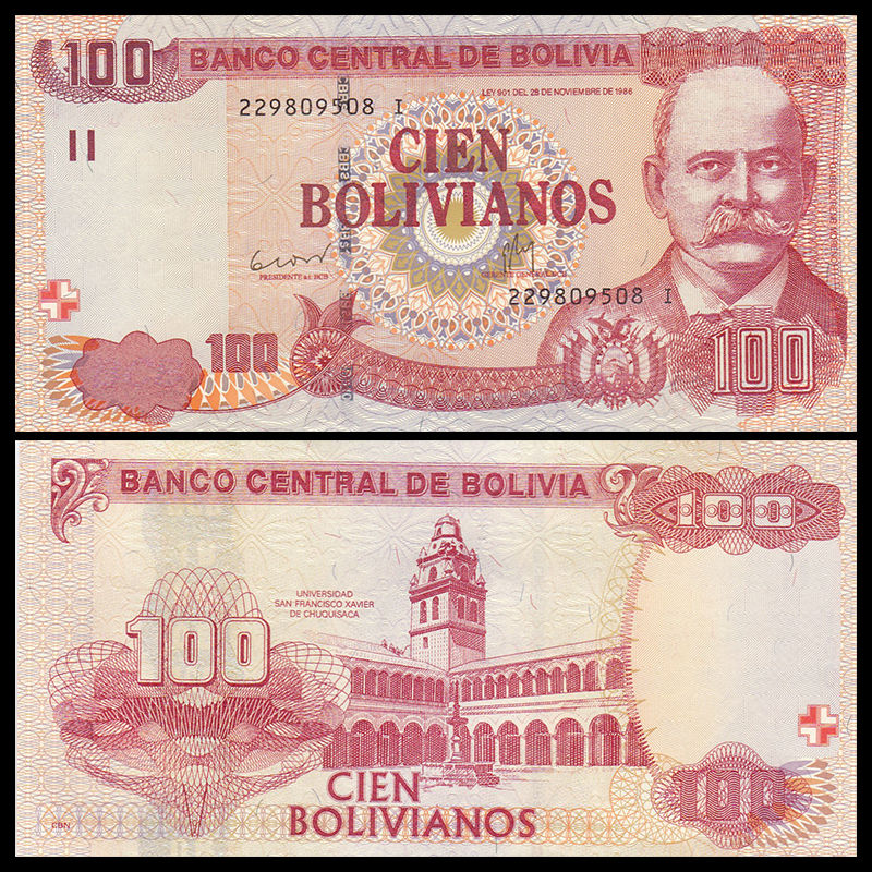 100 bolivianos Bolivia 1986