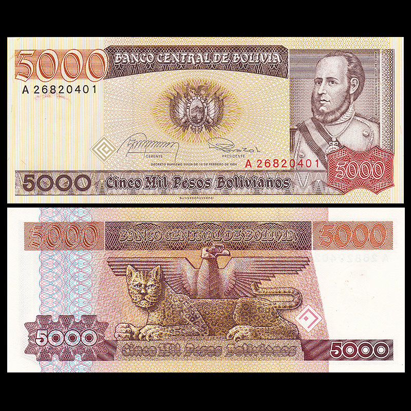 5000 pesos Bolivia 1984