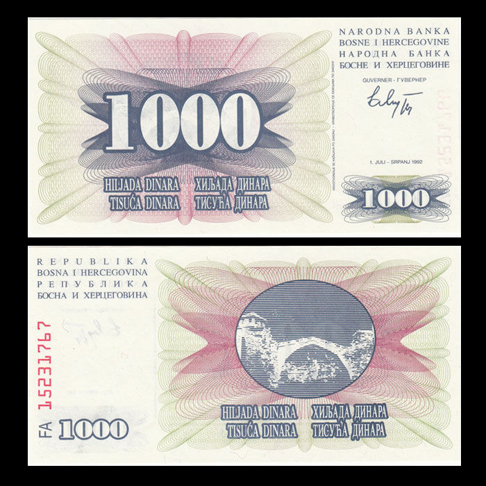 1000 dinara Bosnia - Herzegovina 1992