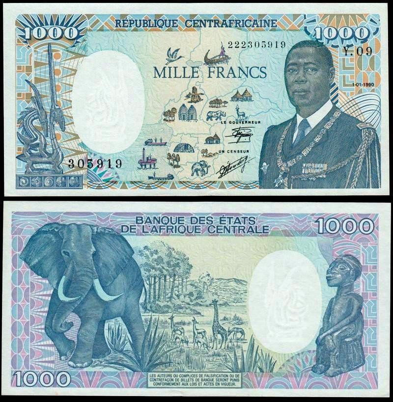 1000 francs Central African Repblic 1990