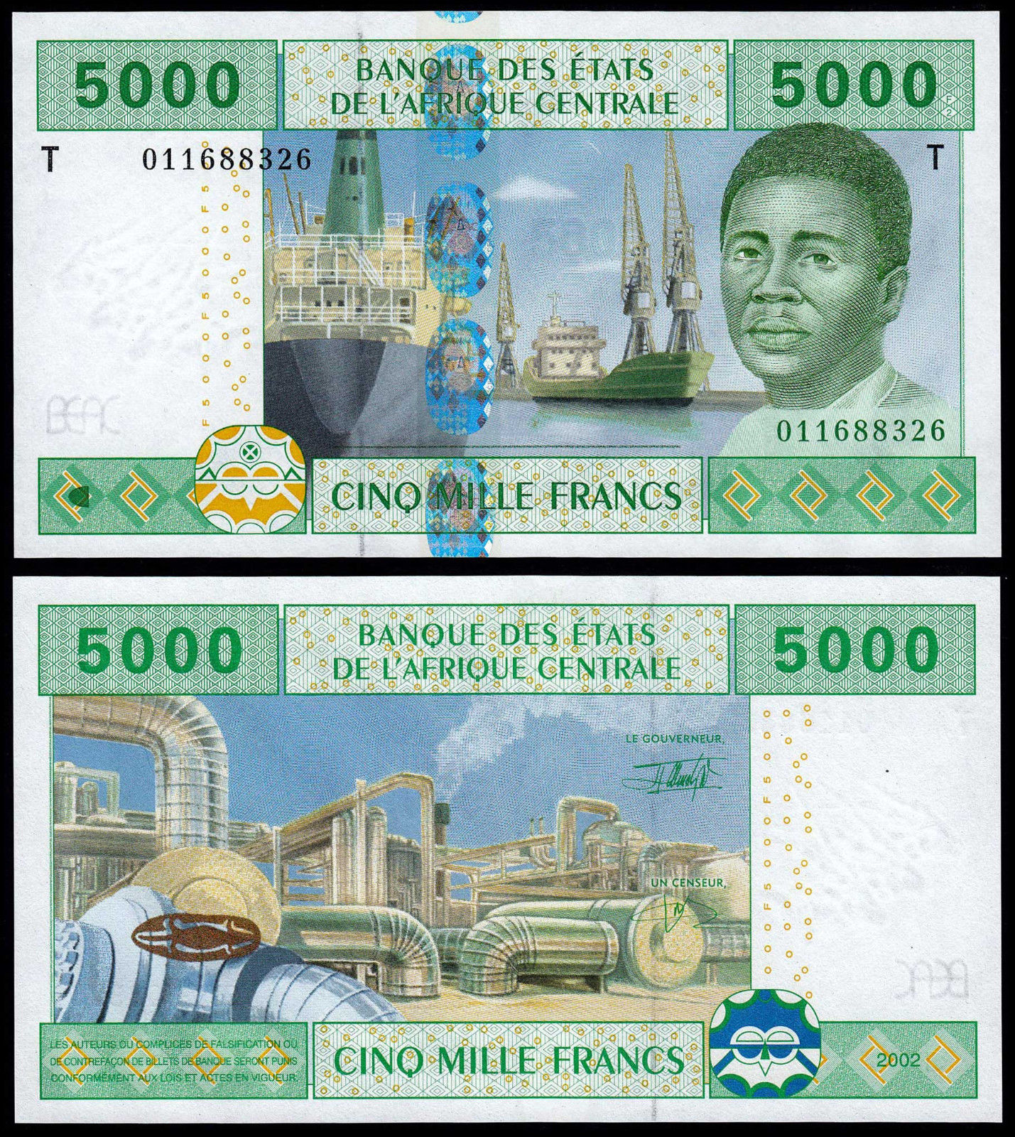 5000 francs Central African States 2002