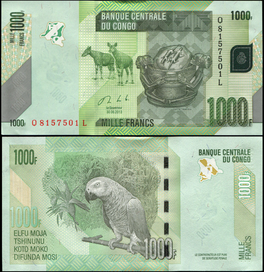 1000 francs Congo Democratic Republic 2013
