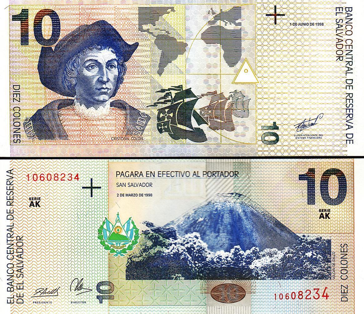 10 colones El Salvador 1998