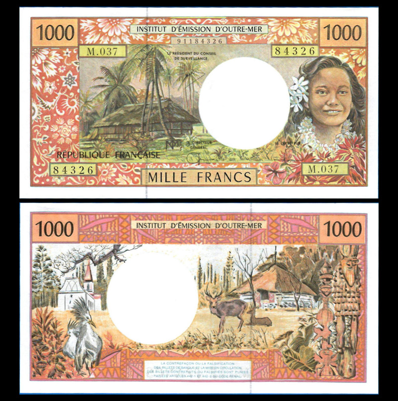 1000 francs French Pacific Territories 2008