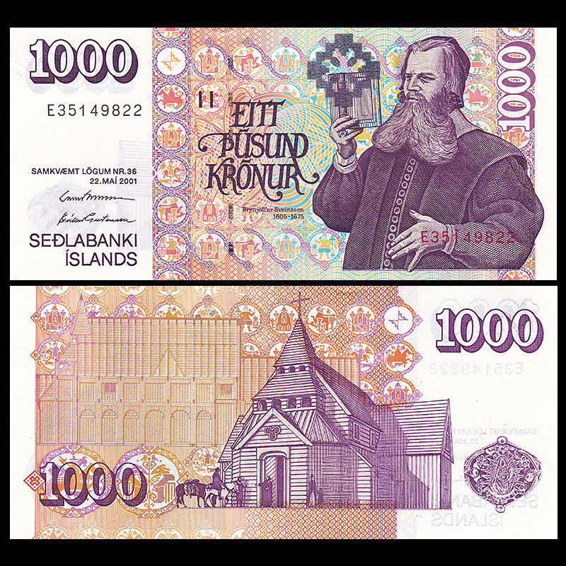1000 kronur Iceland 2001