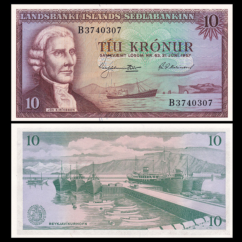 10 kronur Iceland 1957