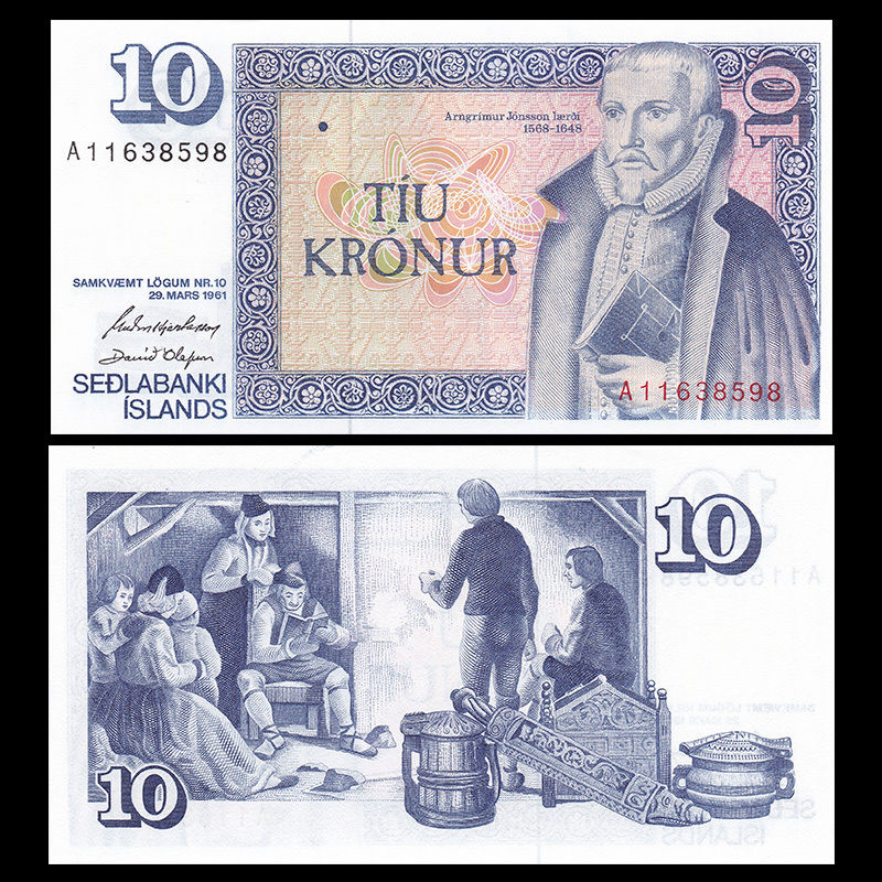 10 kronur Iceland 1961