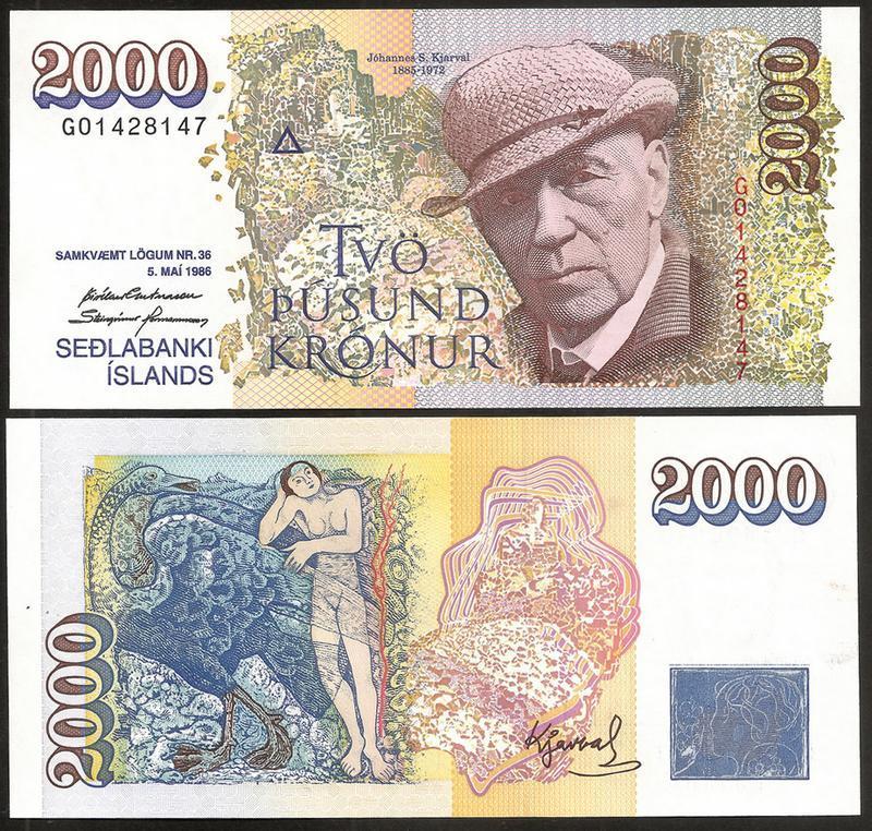 2000 kronur Iceland 1986