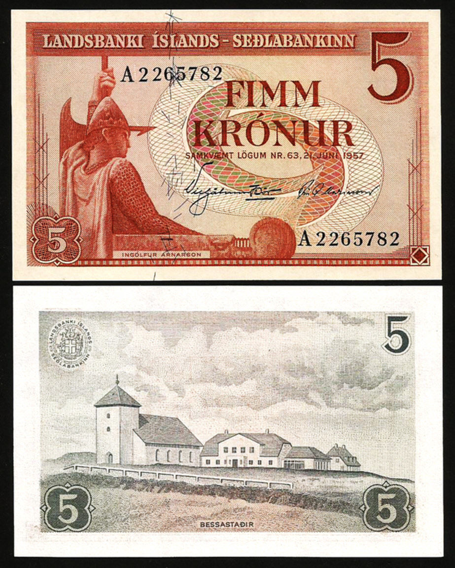 5 kronur Iceland 1957