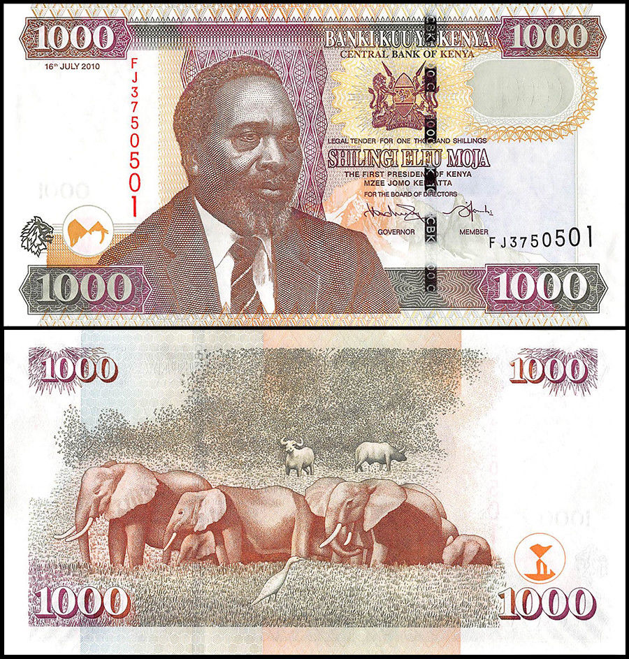 1000 shillings Kenya 2010