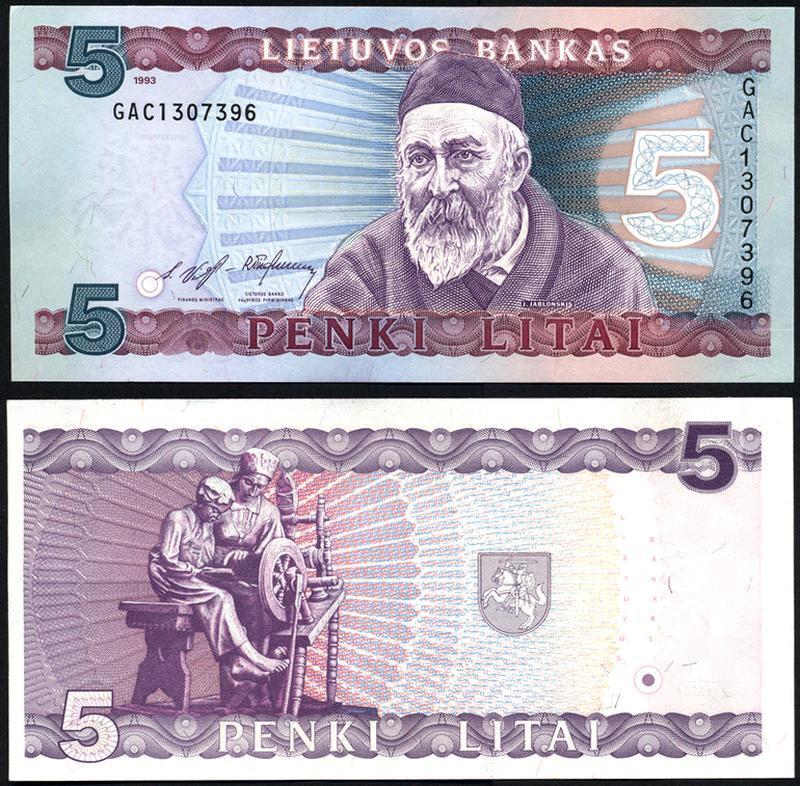 5 litai Lithuania 1993