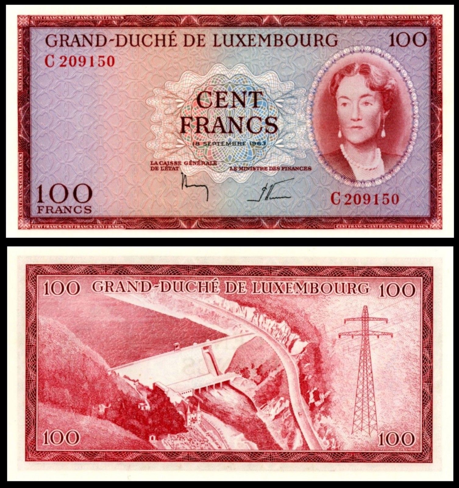 100 francs Luxembourg 1963