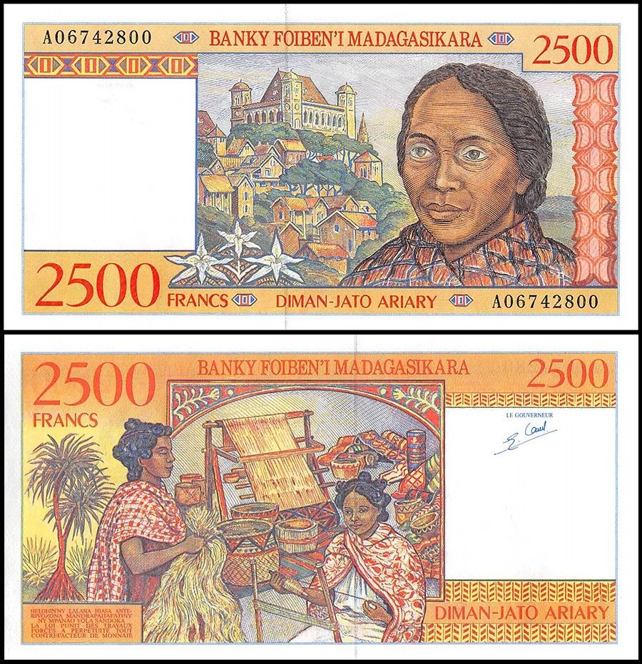 2500 francs Madagascar 1998