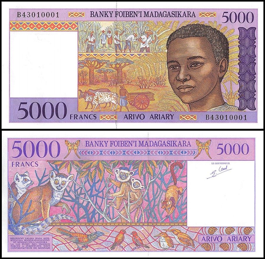 5000 francs Madagascar 1994