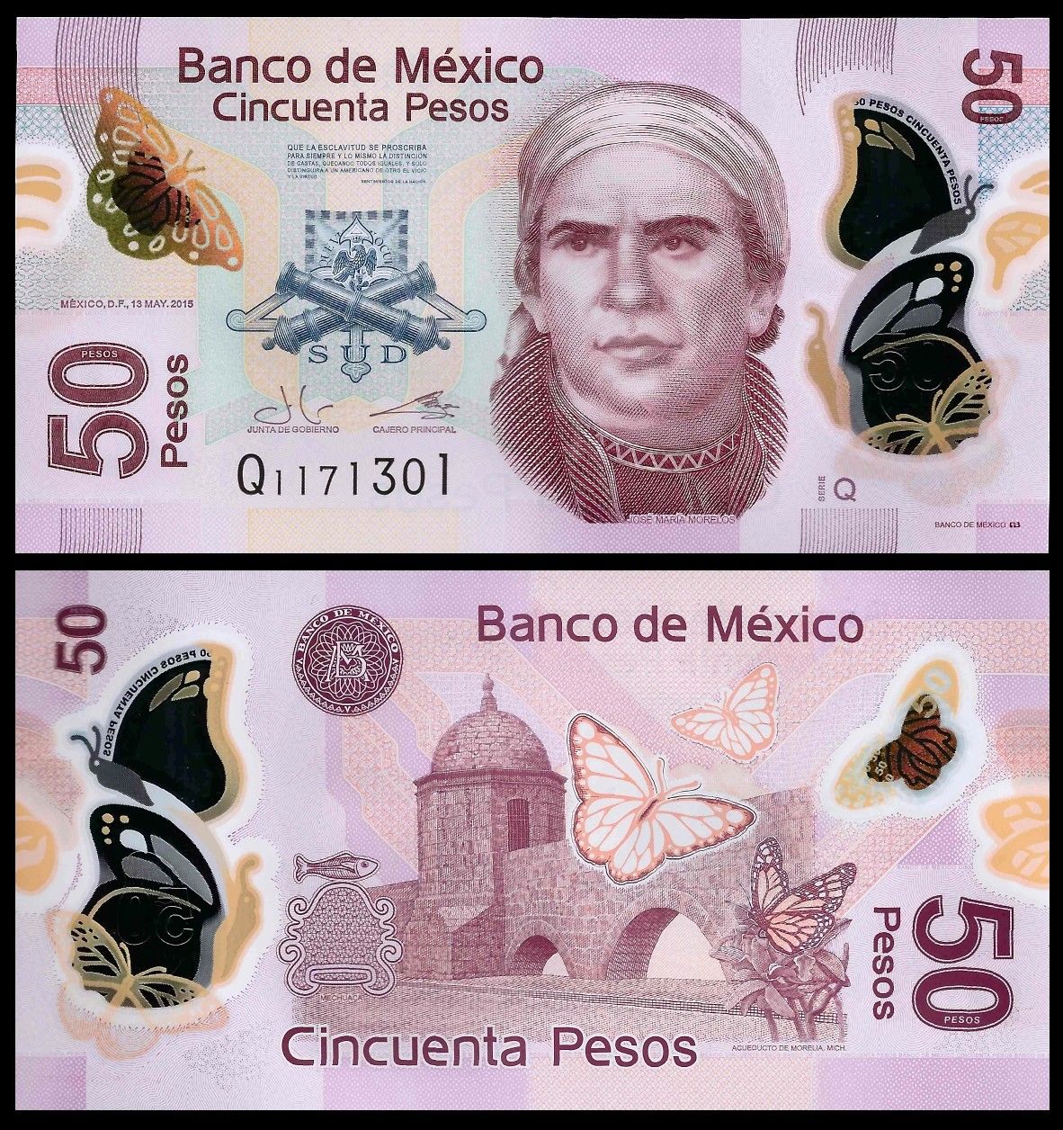 50 pesos Mexico 2015 polymer