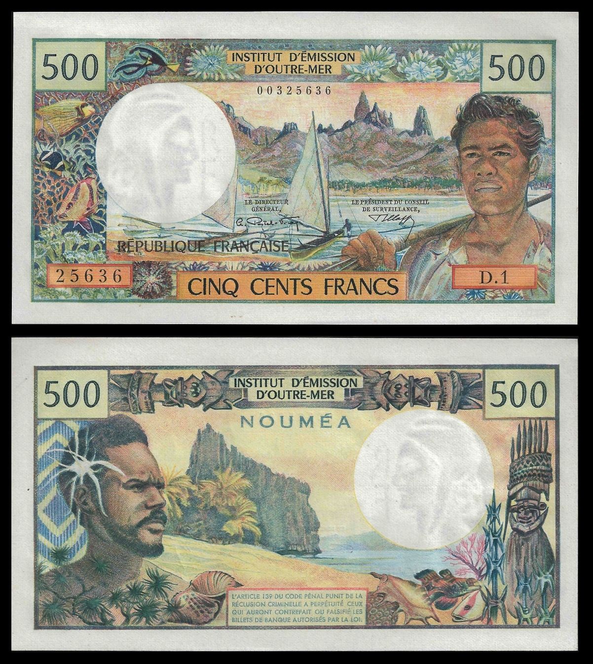 500 francs New Caledonia 1969