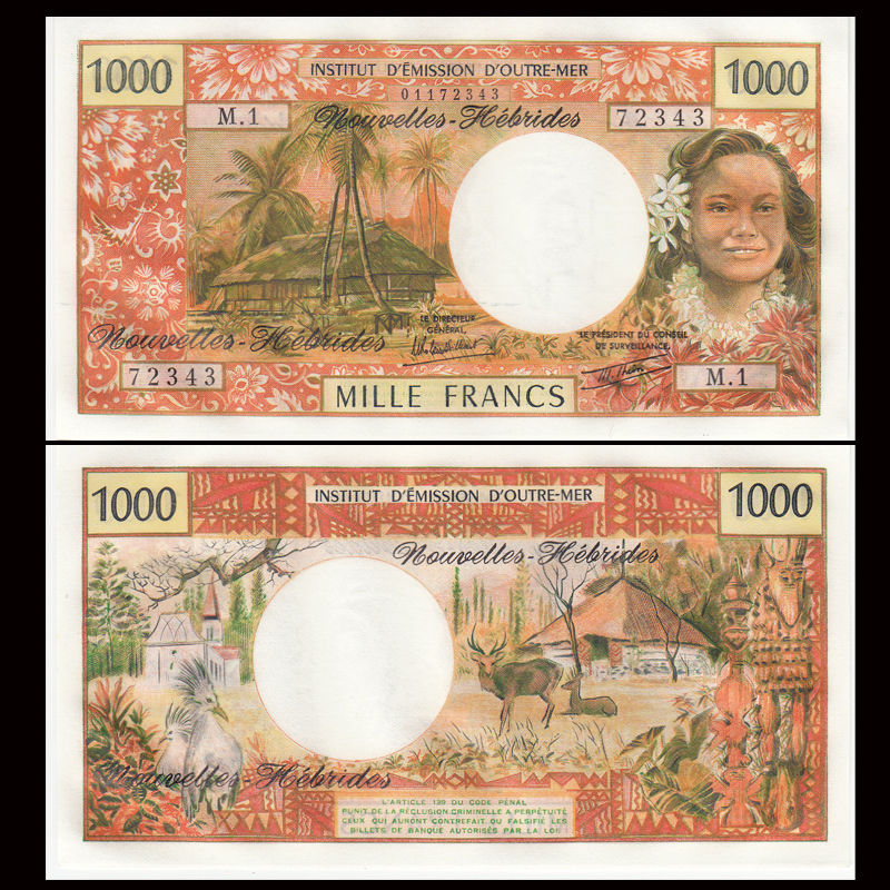 1000 francs New Hebrides 1980