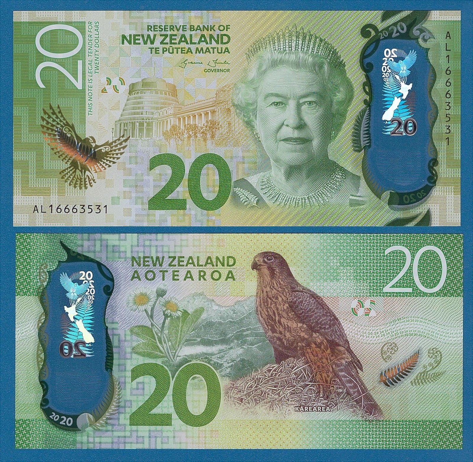 20 dollars New Zealand 2015 polymer