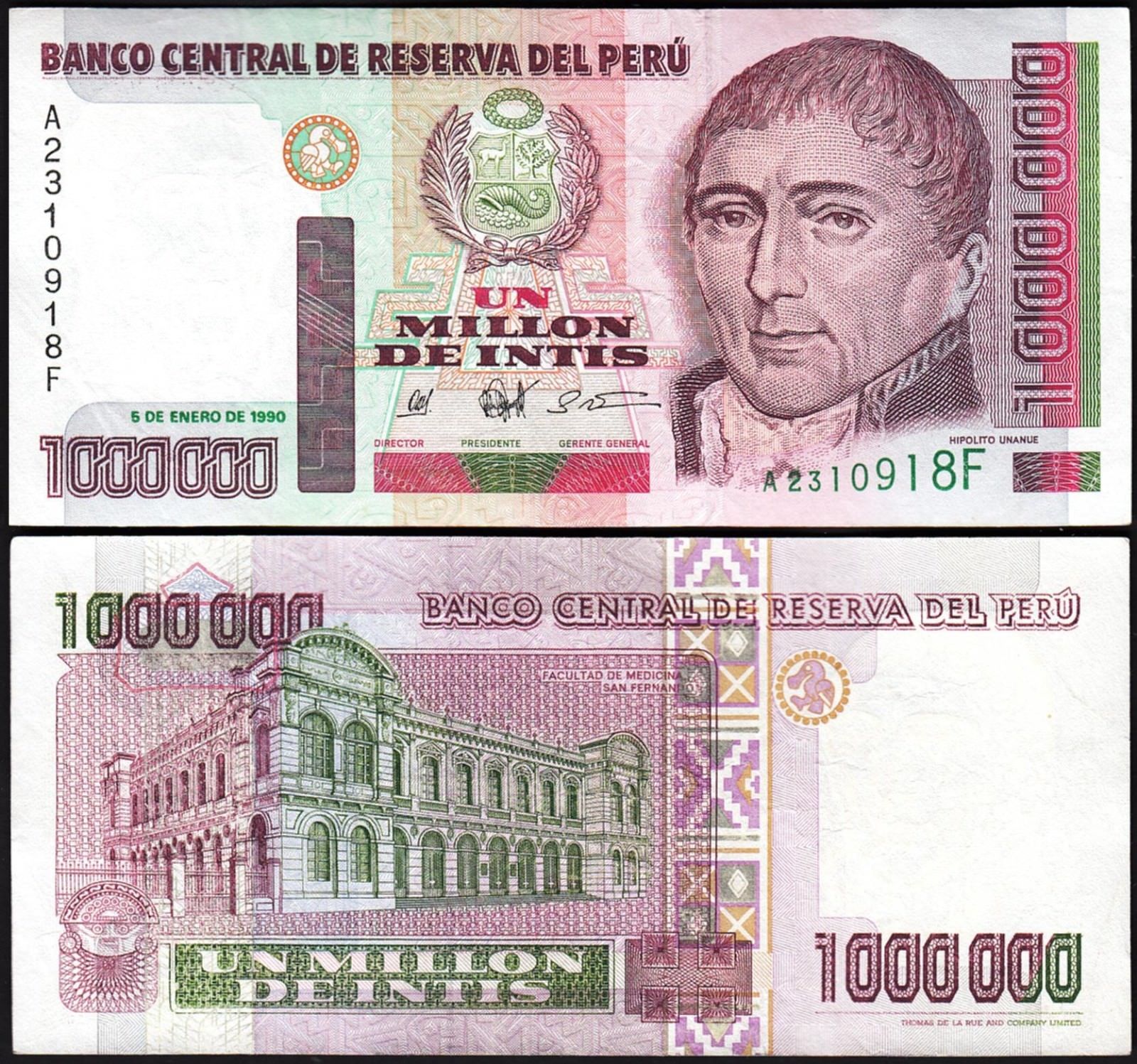 1000000 intis Peru 1990
