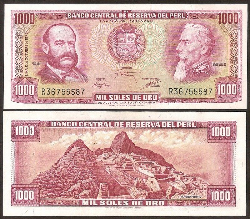 1000 soles de oro Peru 1975