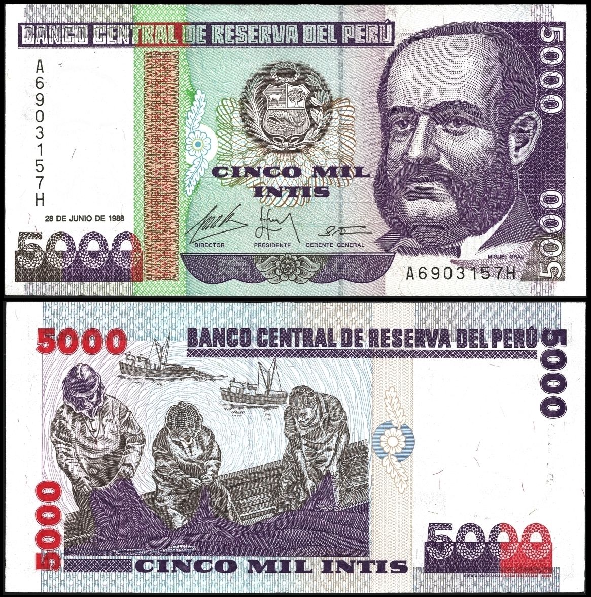 5000 intis Peru 1988