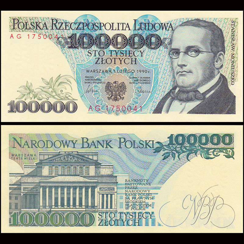 100000 zlotych Poland 1990
