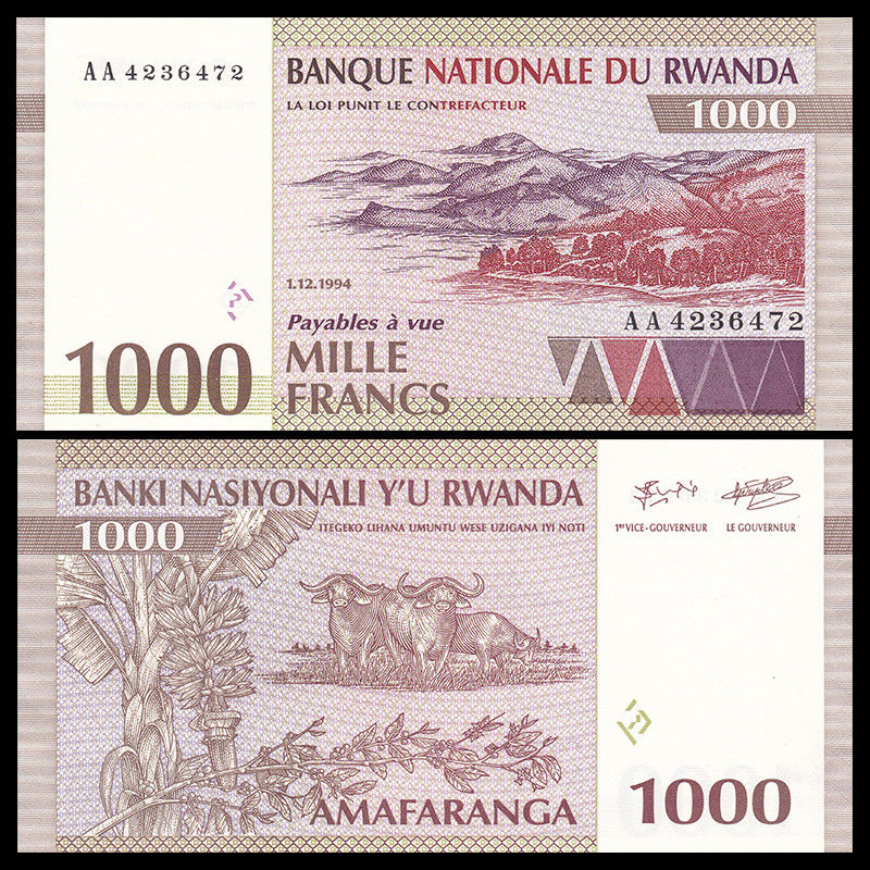 1000 francs Rwanda 1994