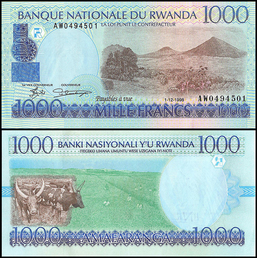 1000 francs Rwanda 1998