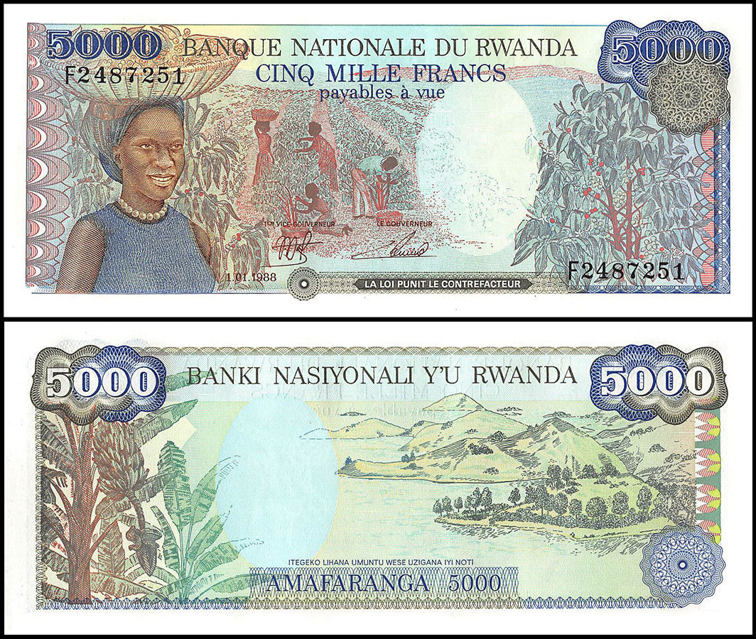 5000 francs Rwanda 1988