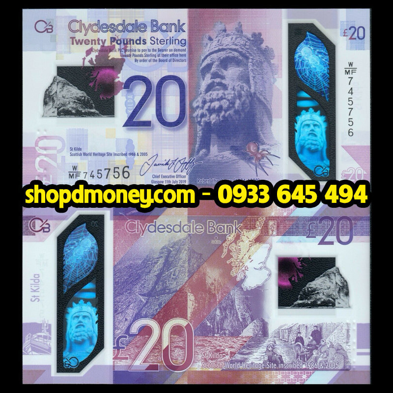 20 pounds Scotland Clydesdale Bank 2019 polymer