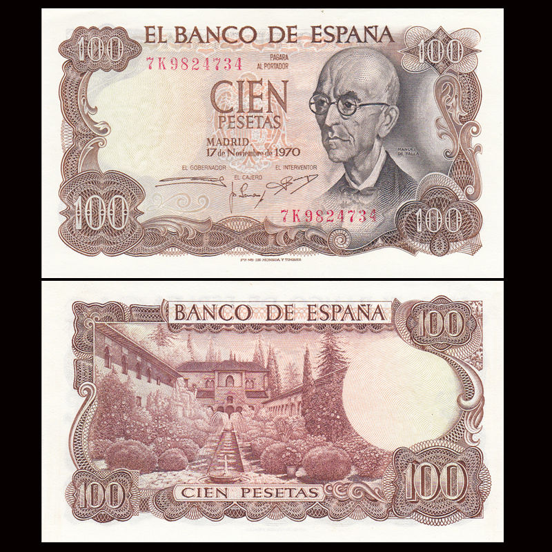 100 pesetas Spain 1970