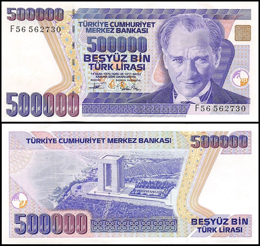 500000 lira Turkey 1993