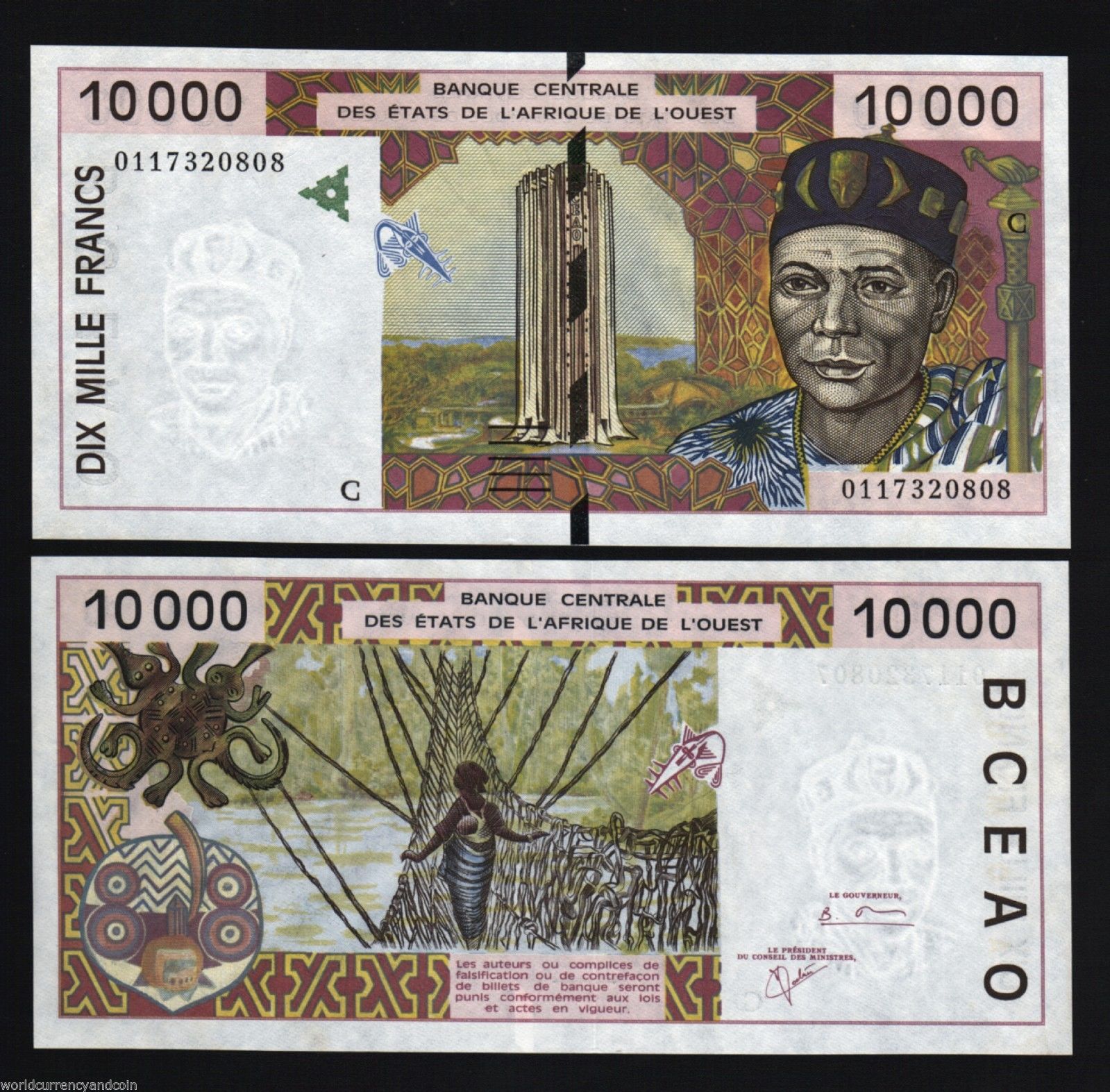 10000 francs West African States 2002
