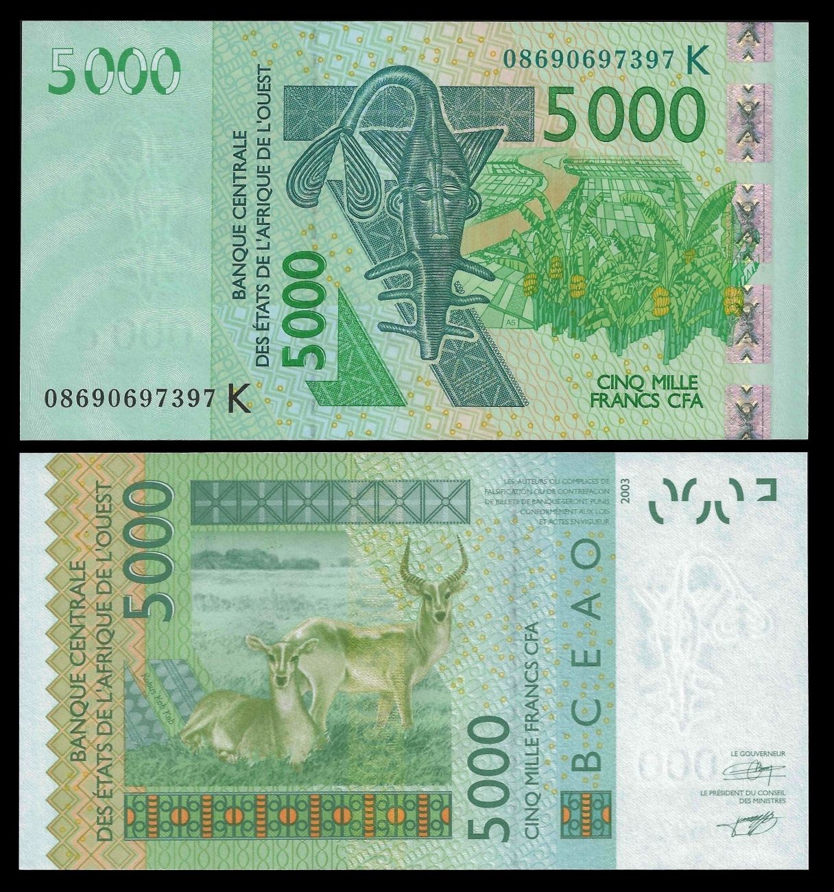 5000 francs West African States 2012