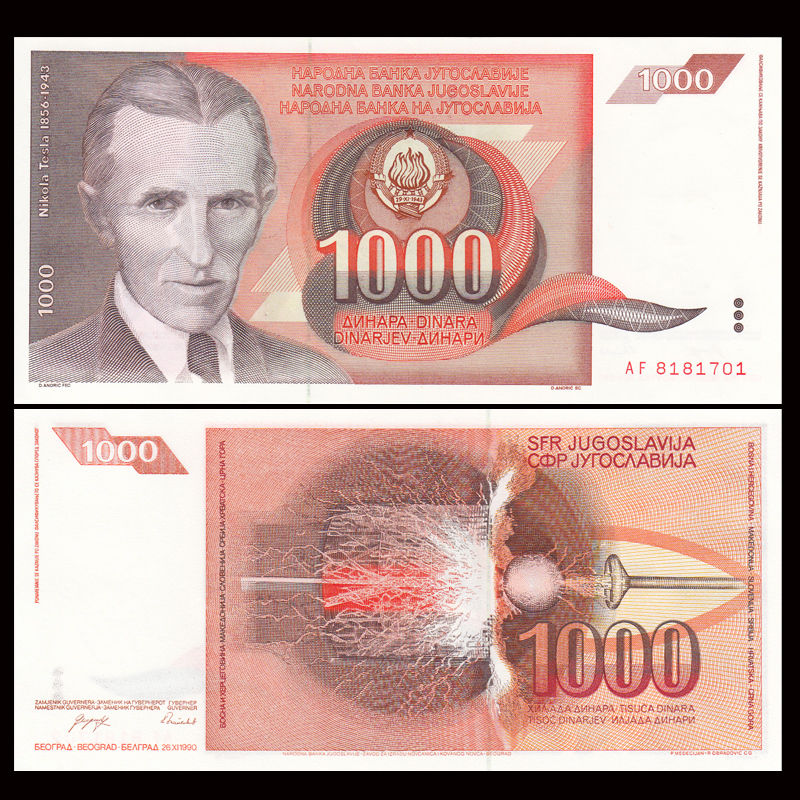 1000 dinara Yugoslavia 1990