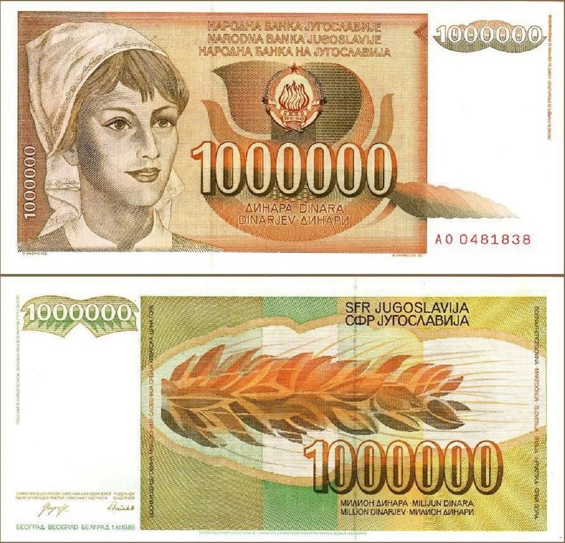 1 triệu dinara Yugoslavia 1989