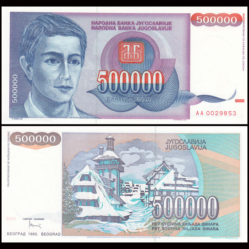 500000 dinara Yugoslavia 1993 mẫu 1