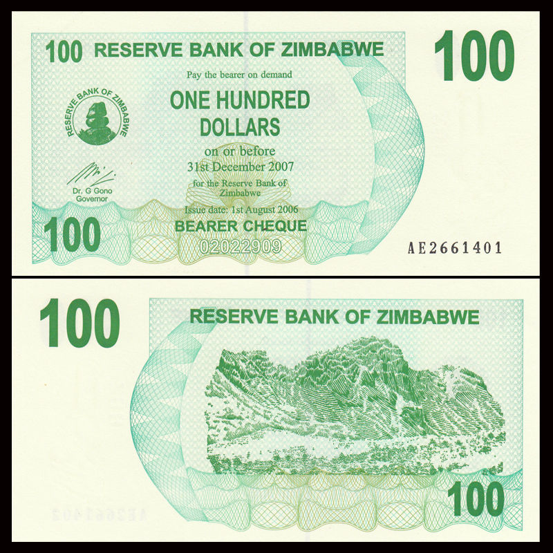 100 dollars Zimbabwe 2006
